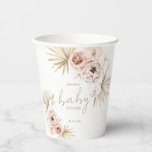 Pampas Grass Boho Bohemian Baby Shower Paper Cups