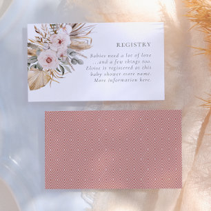 Pampas Grass Boho Bohemian Desert Girl Baby Shower Enclosure Card