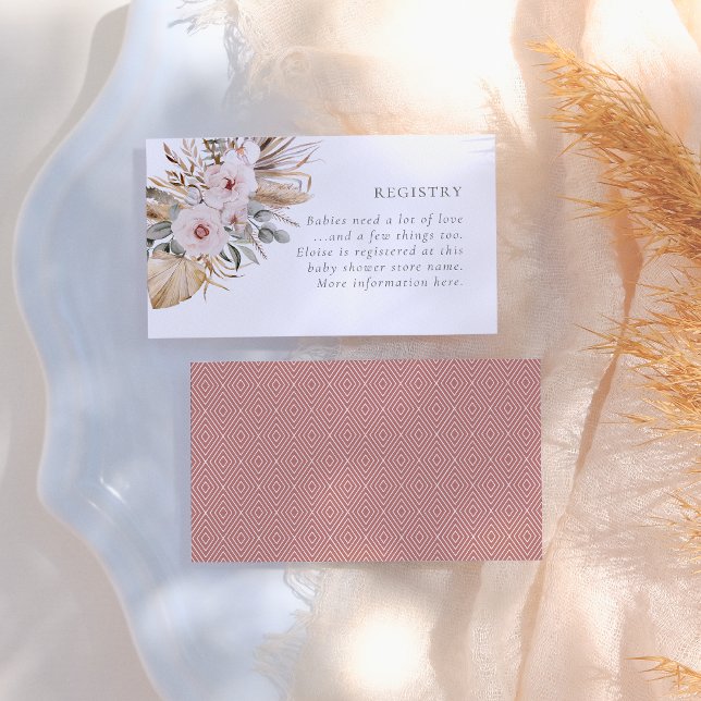 Pampas Grass Boho Bohemian Desert Girl Baby Shower Enclosure Card (Creator Uploaded)