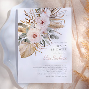 Pampas Grass Boho Bohemian Desert Girl Baby Shower Invitation