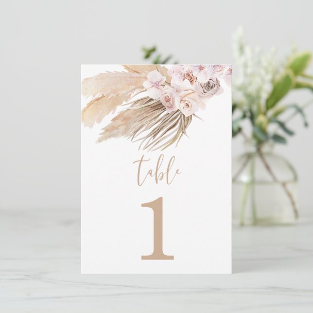 Pampas grass boho bohemian desert table numbers (Standing Front)
