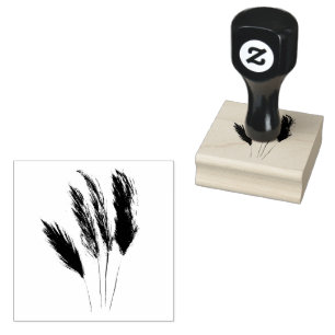 Pampas Grass Boho Bohemian Floral Watercolor Rubber Stamp