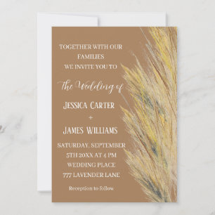 Pampas Grass Boho Bohemian Grass Simple Wedding Invitation