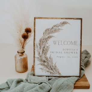 Pampas Grass Boho Bridal Shower Welcome Poster