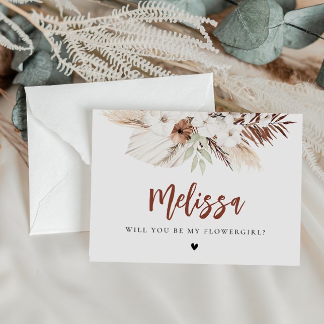 pampas grass boho bridesmaid proposal card (Creator Uploaded)