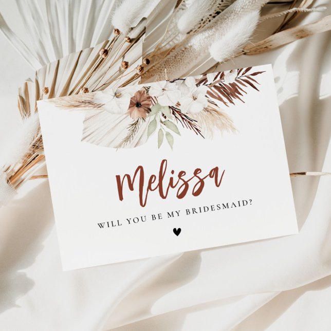 pampas grass boho bridesmaid proposal postcard (Creator Uploaded)