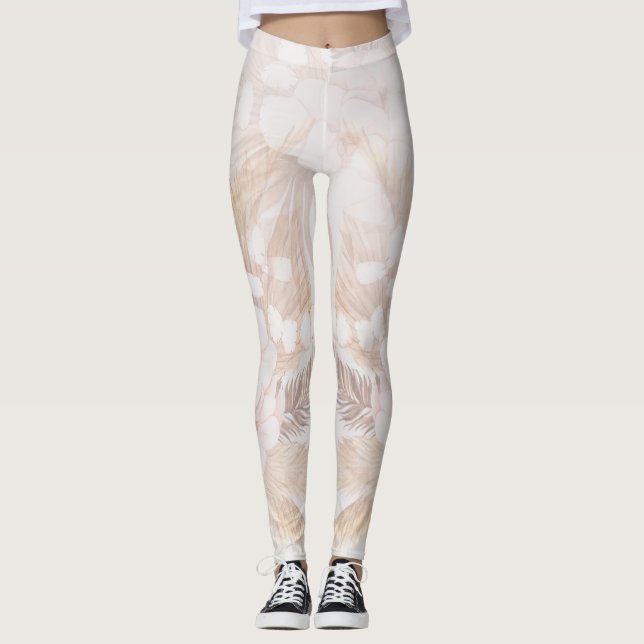 Pampas Grass Boho Dried Palms Mum Birthday Leggings (Front)