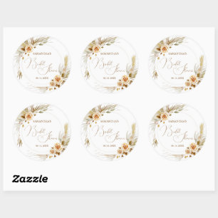 Pampas grass boho elegant tropical  classic round sticker