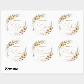 Pampas grass boho elegant tropical classic round sticker