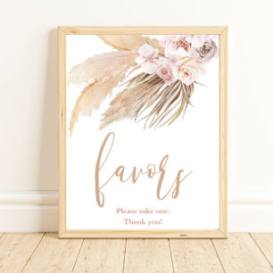 Pampas grass boho favours sign
