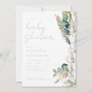 Pampas Grass Boho Floral Baby Shower  Invitation