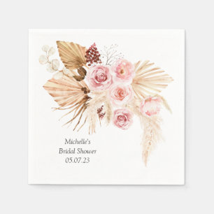 Pampas grass Boho Floral elegant Bridal shower Napkin