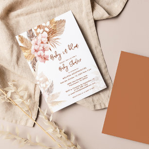 Pampas Grass Boho Girl Baby Shower Invitation