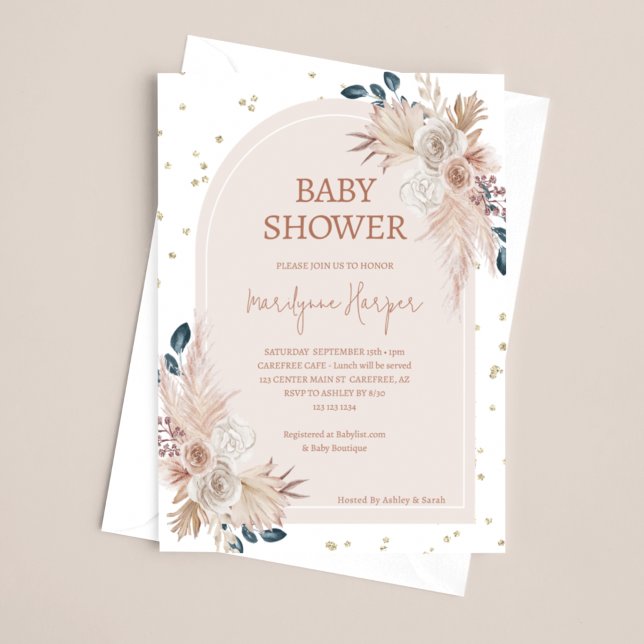 Pampas Grass Boho Girl Baby Shower Invitation (Creator Uploaded)