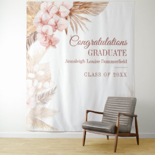 Pampas Grass Boho Graduate Photo Booth Backdrop Tapestry