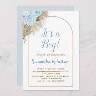 Pampas Grass Boho It's a Boy Baby Shower Invitation