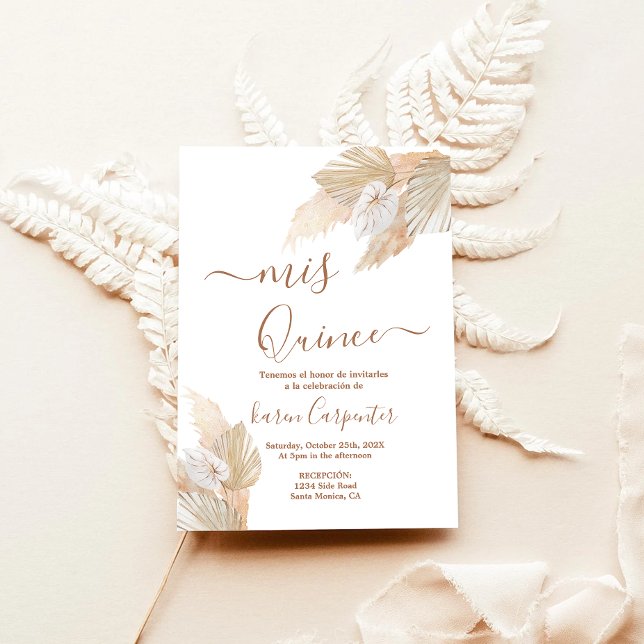 Pampas Grass Boho Quinceanera Invitation (Creator Uploaded)