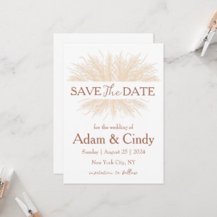 pampas grass boho save the dates invitation