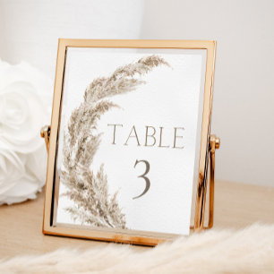 Pampas Grass Boho Table Number Poster