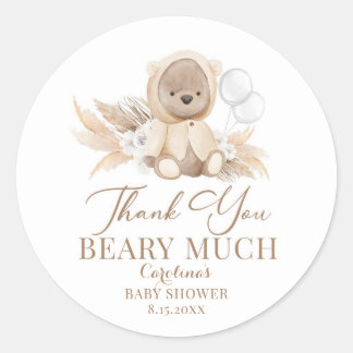 Pampas Grass Boho Thank You Beary Much Sticker