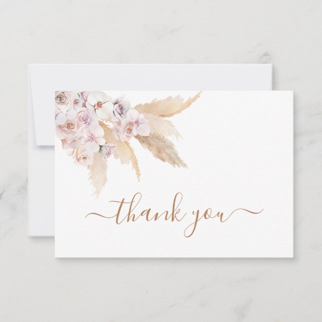 Pampas Grass boho thank you Note Cards (Front)