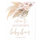 Pampas grass boho theme baby shower welcome sign