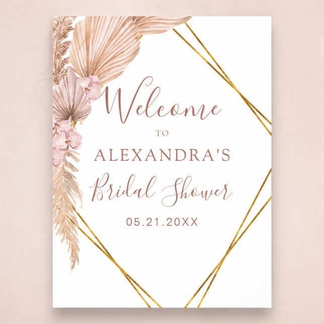 Pampas Grass Boho Tropical Bridal Shower  Poster (Creator Uploaded)