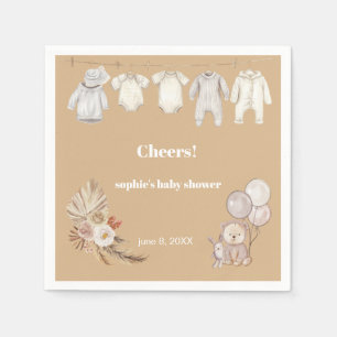 Pampas Grass Boho We Can Bearly Wait Baby Shower Napkin