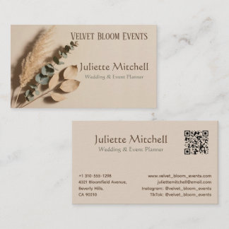 Pampas Grass Boho Wedding Planner Business Card