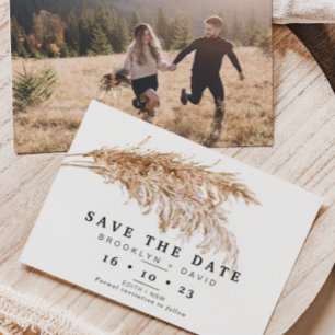 Pampas Grass Boho Wedding Save The Date Card