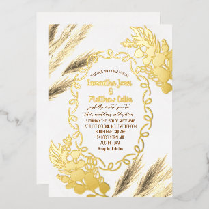 Pampas Grass Botanical Boho Gold Foil Wedding