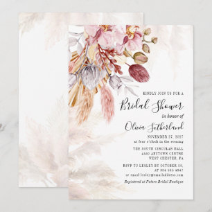 Pampas Grass Botanical Terracotta Bridal Shower Invitation