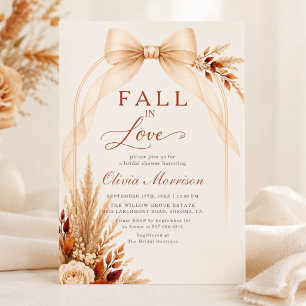 Pampas Grass Bow Fall In Love Bridal Shower Invitation
