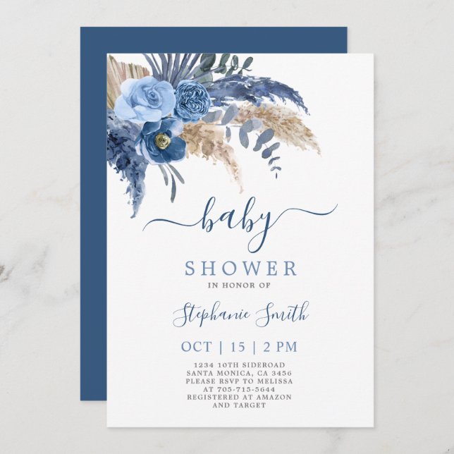 Pampas Grass Boy Baby Shower Boy Invitation (Front/Back)