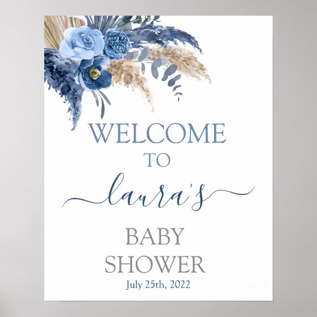 Pampas Grass Boy Baby Shower Welcome sign (Front)