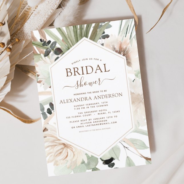 Pampas Grass Bridal Shower Boho Eucalyptus  Invita Invitation (Creator Uploaded)