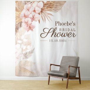 Pampas Grass Bridal Shower Dried Palms Backdrop Tapestry