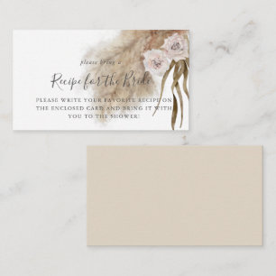 Pampas Grass Bridal Shower Recipe Request Enclosure Card