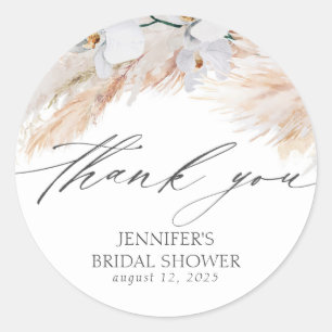 Pampas Grass Bridal Shower Thank You Classic Round Sticker