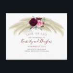 Pampas Grass Burgundy Red Floral Save the Date Announcement Postcard<br><div class="desc">Pampas grass burgundy red floral save the date postcards</div>