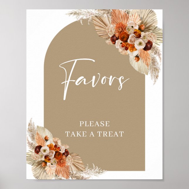 Pampas grass burnt orange beige burgundy Favours Poster (Front)