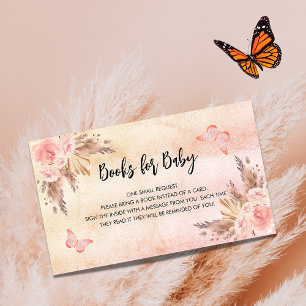 Pampas grass butterfly baby shower book request enclosure card