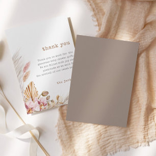Pampas Grass Chic Boho Baby Shower Thank You Card