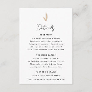 Pampas Grass Desert Landscape Boho Wedding Details Enclosure Card