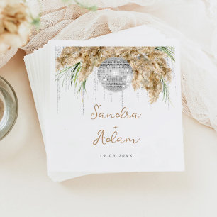 Pampas Grass Disco Ball Boho Wedding Napkin