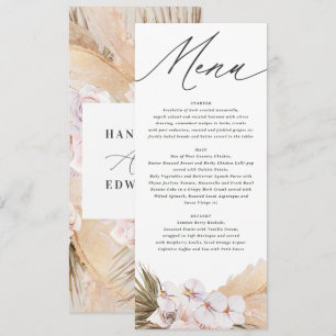 Pampas grass dried botanical bohemian script menu