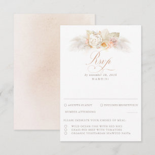 Pampas Grass Dried Foliage Wedding RSVP Card