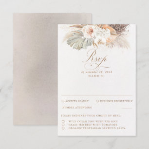 Pampas Grass Dried Foliage Wedding RSVP Card
