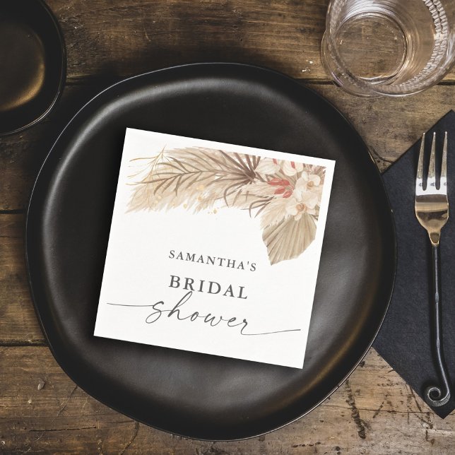 Pampas Grass Dried Palm Bridal Shower Napkin (Creator Uploaded)