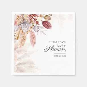 Pampas Grass Dried Palms Terracotta Baby Shower Napkin